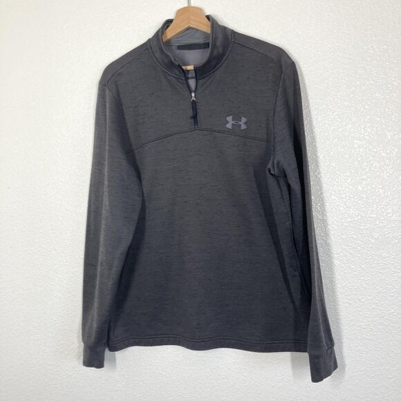 Under Armour Pullover Mens Large Gray ColdGear Quarter Zip Fleece Loose Fit - Picture 1 of 15